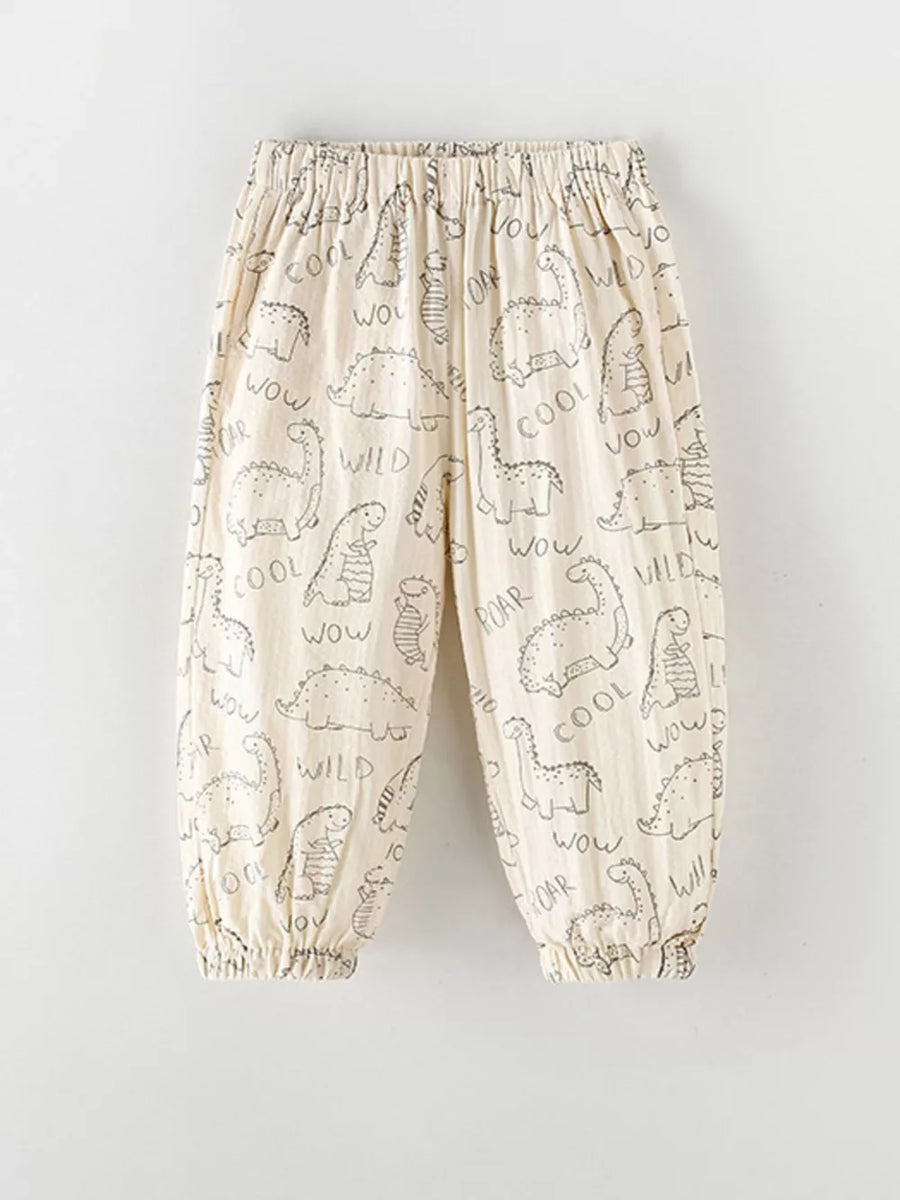 Children's Dinosaur Print Elastic Waist Pants in this colorway