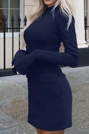 Long-sleeve Mini Dress With Flap Pockets, view 12