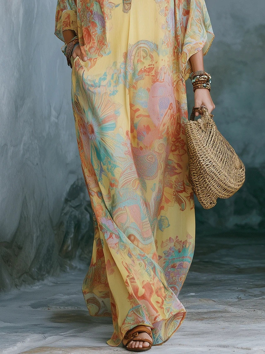 100% polyester Care instructions: Machine wash cold maxi dress in Green with loose silhouette