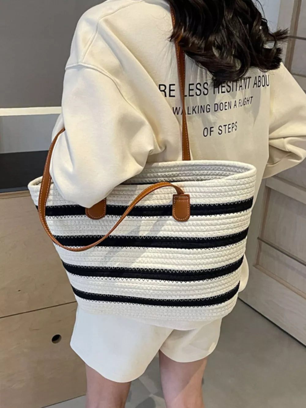 white tote with top handles and null