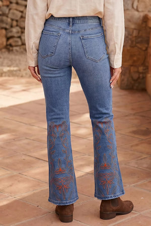Embroidered Flare Leg Jeans option 3