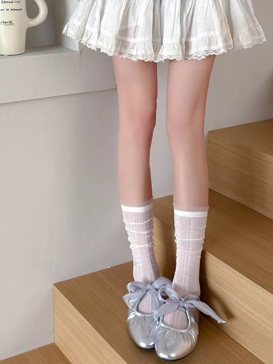 socks in black with sheer and mid-calf