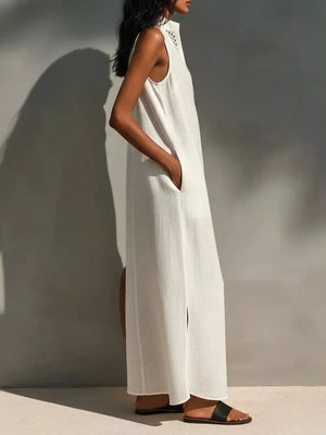Black Sleeveless Maxi Dress With Pockets