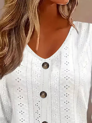 Light Green blouse featuring tied sleeves and eyelet