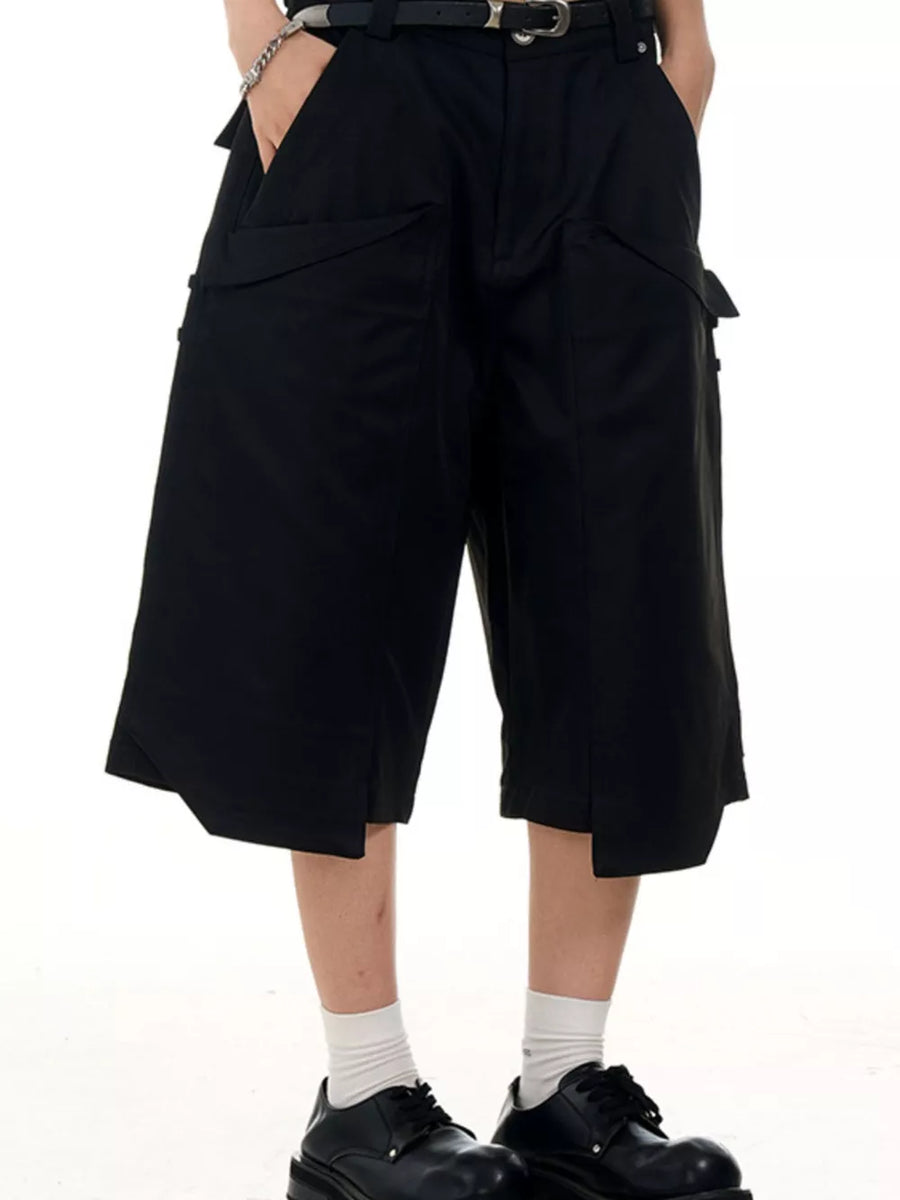 Men's Wide-leg Cargo Capris in Black