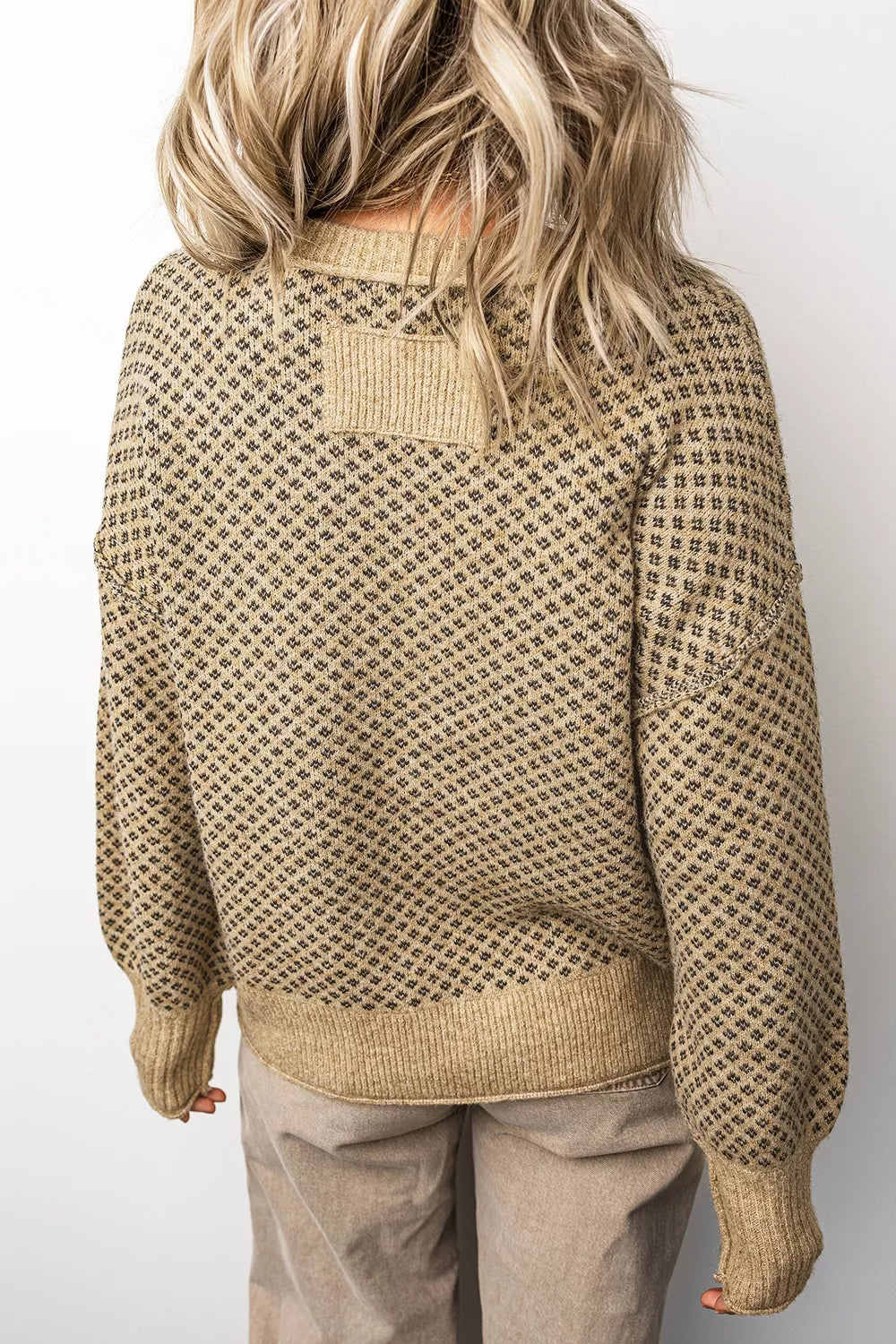 camel pullover sweater with hip-length and pullover