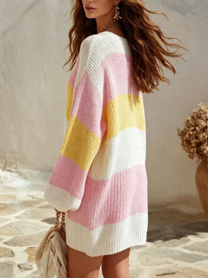 Pink sweater dress with mini and pullover