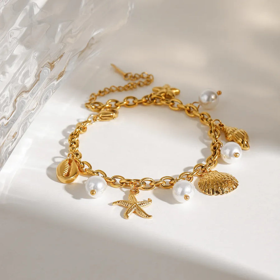 Stainless Steel bracelet in pearl white with straight silhouette