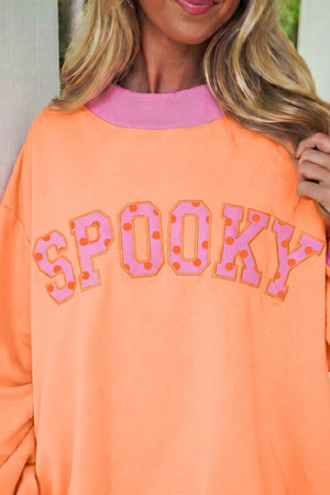sweatshirt in light pink with color-block and ribbed cuffs