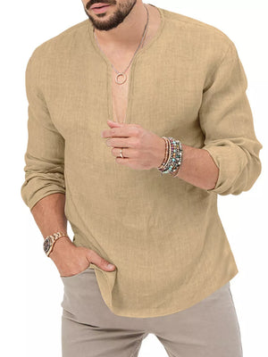 Light Blue Men's Slim Fit Long Sleeve Blouse Plus Size