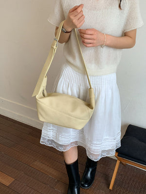 Adjustable Strap Crescent Crossbody Bag in Yellow with adjustable straps