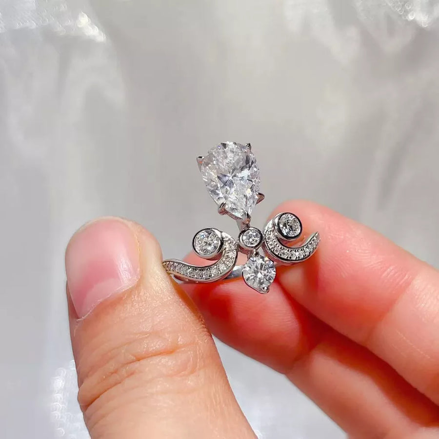 1.2 Carat Pear-cut Moissanite Sterling Silver Ring option 3