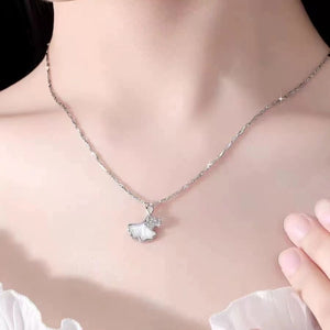 silver necklace with collar length and clasp