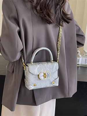 Top Handle Crossbody Bag in Silver