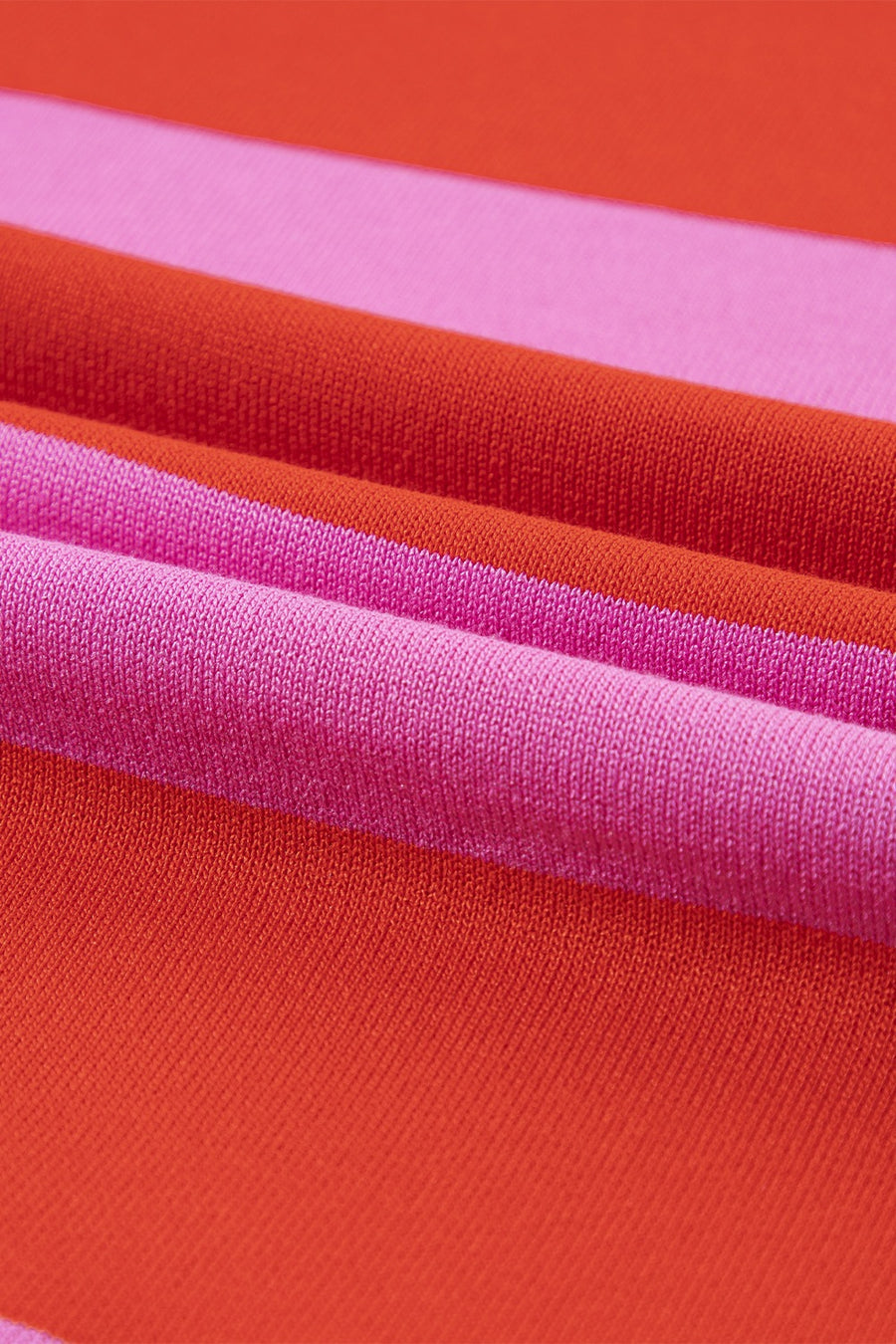 Striped knit tee in hot pink and red with short sleeves