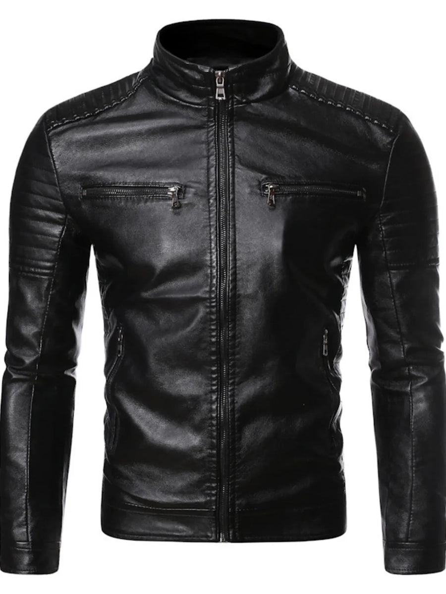 Men's Plus Size Zip Up Motorcycle Jacket in Yellow