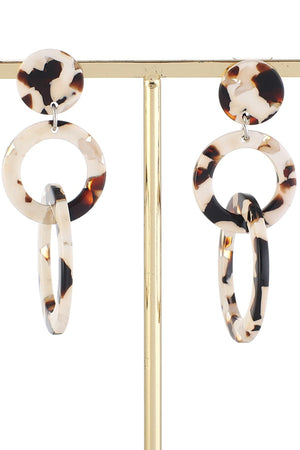 Tortoiseshell dangle earrings with round and oval links