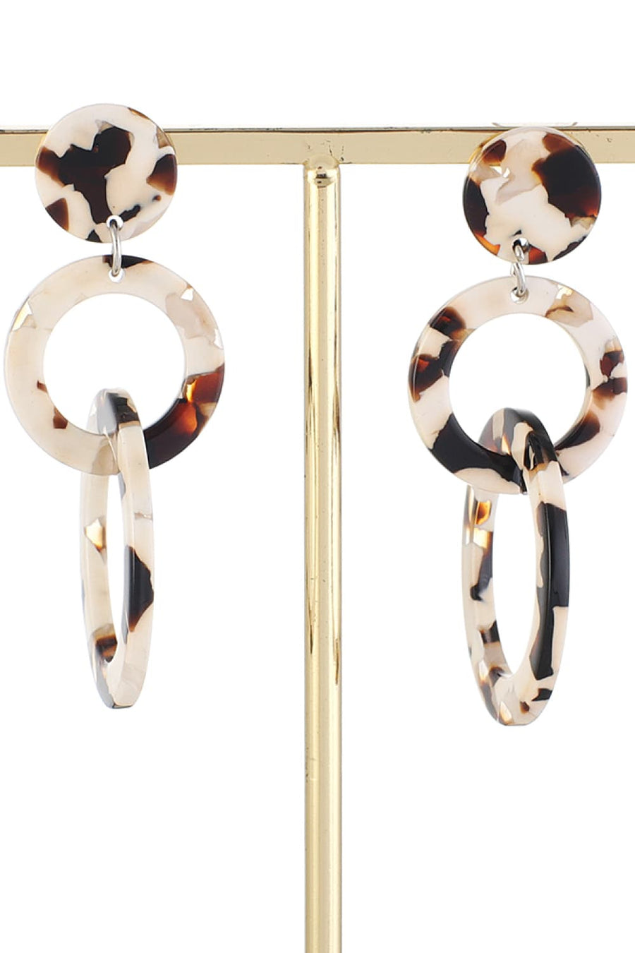 Tortoiseshell dangle earrings with round and oval links