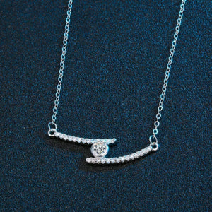 necklace in clear with moissanite stone and princess