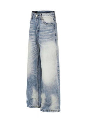 Men S Washed Wide Leg Jeans in Blue
