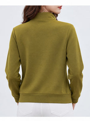 sweatshirt in cream with zipper and hip-length