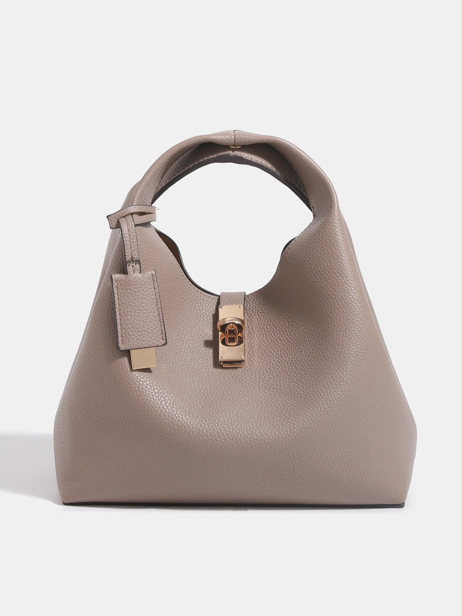 taupe crossbody bag with medium and turn-lock