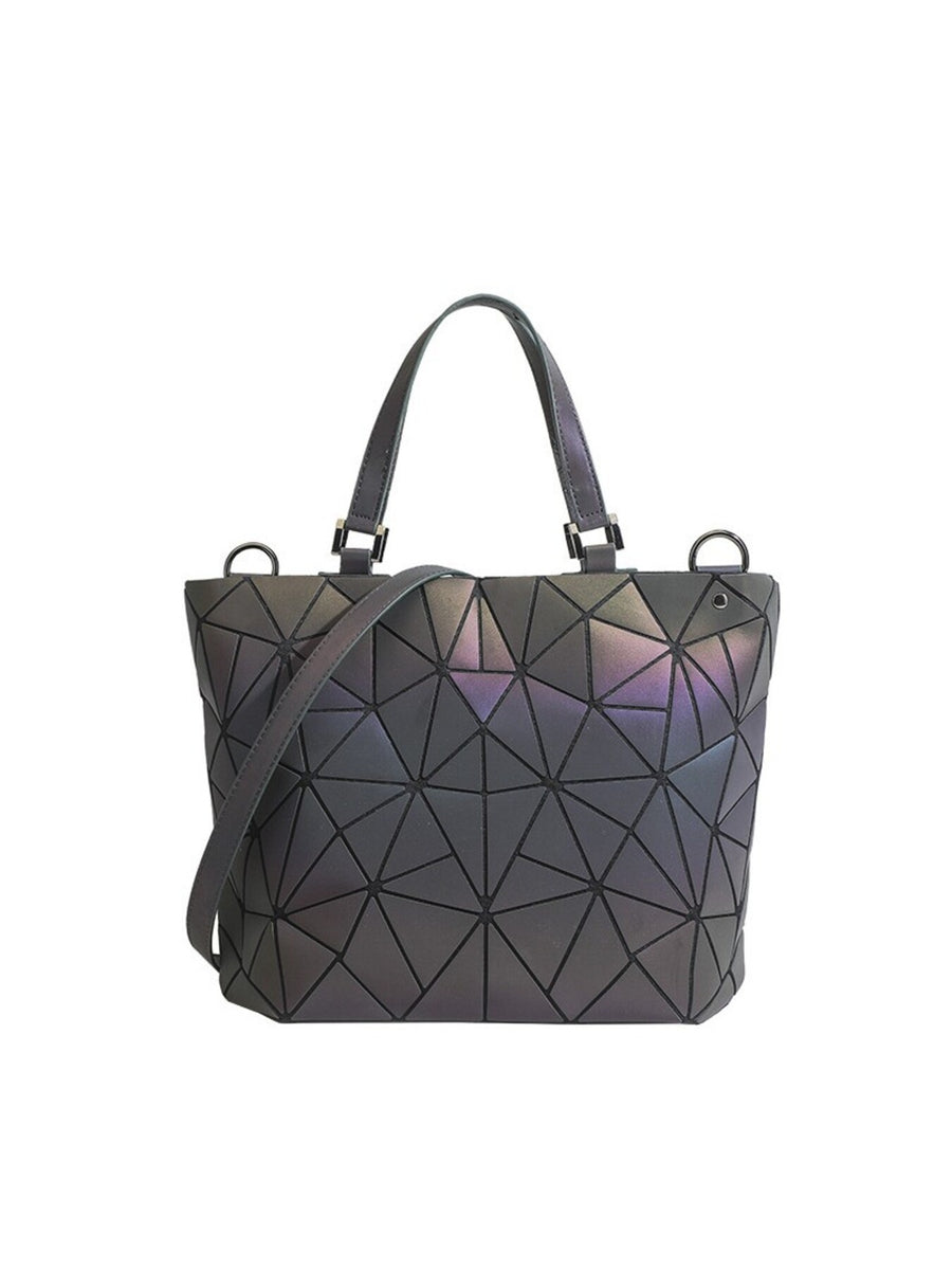 handbag in dark gray with geometric and top handles