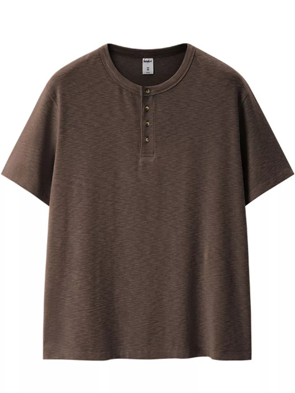 Beige Men's Short Sleeve Henley T-shirt