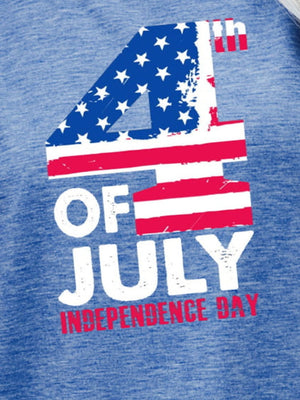 Cobalt blue t-shirt with 4th of July graphic and Independence Day text