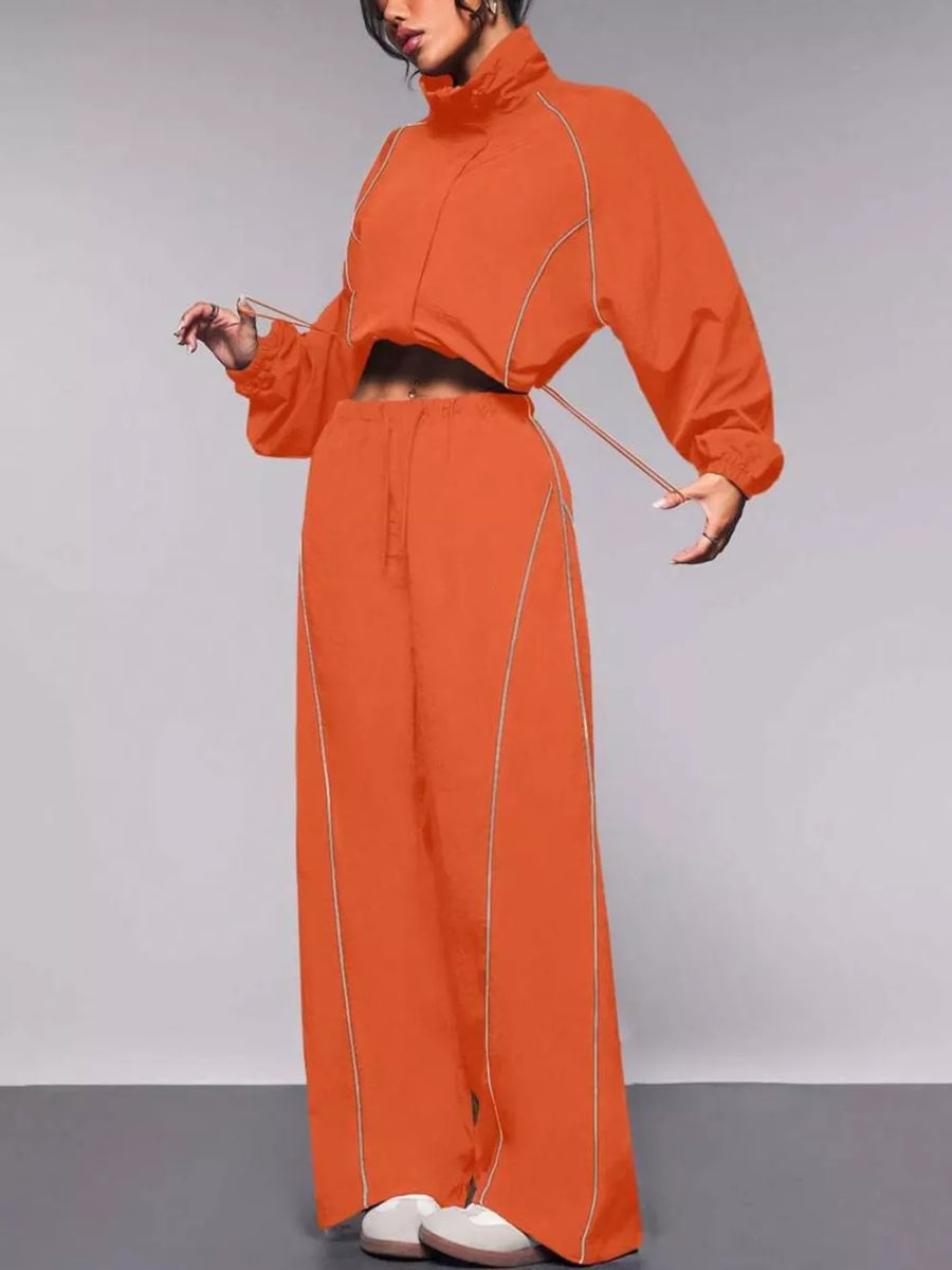Blue relaxed tracksuit with mock neck