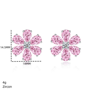 earrings featuring floral in silver with 925 sterling silver,Zircon Care instructions: Avoid wearing during exercise, as