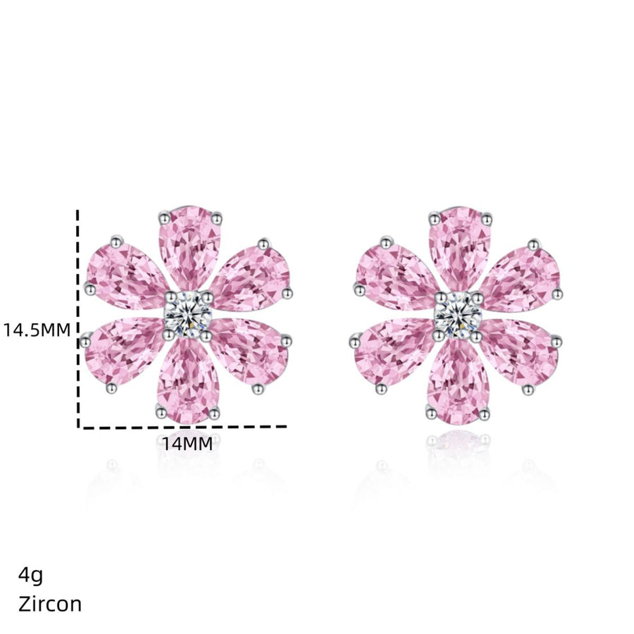 earrings featuring floral in silver with 925 sterling silver,Zircon Care instructions: Avoid wearing during exercise, as