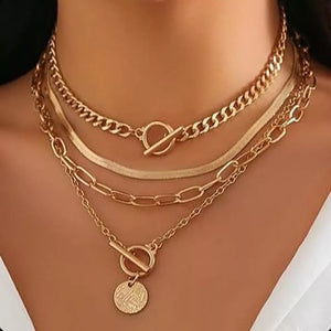 4-piece Layered Coin Pendant 18k Gold-plated Necklace in Gold