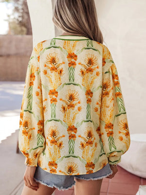 Button-down V-neck Top in Yellow