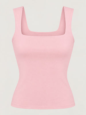 Burgundy slim tank top with square neck