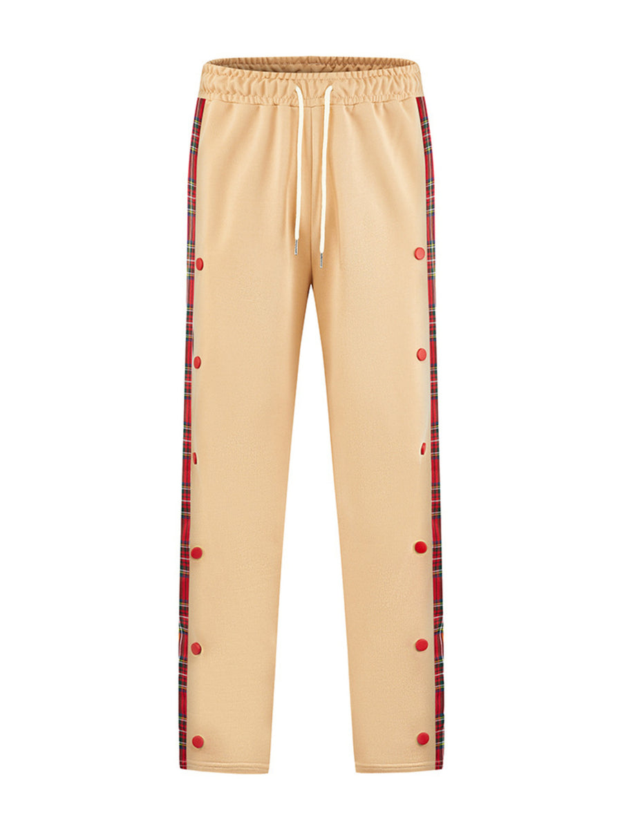 Men's Full Size Drawstring Plaid Side Stripe Pants, view 11