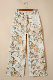 Vintage Floral Print High Waist Wide Leg Jeans option 4