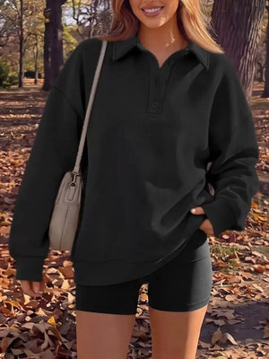 Black oversized sweatshirt with collared