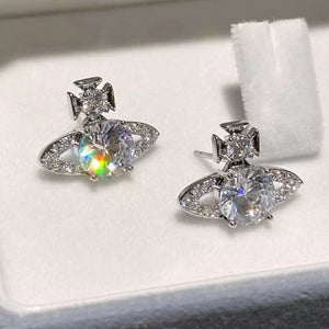 earrings featuring motif in Silver with 925 sterling silver,Moissanite Carat weight: 2ct Care instructions: Avoid wearin