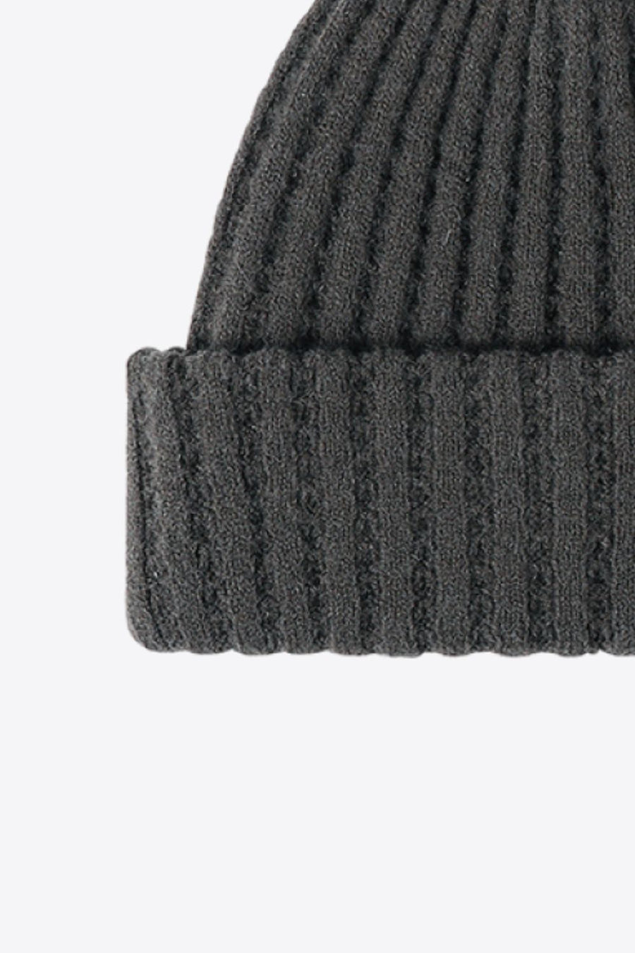 Dark Gray ribbed knit beanie with a cuffed hem