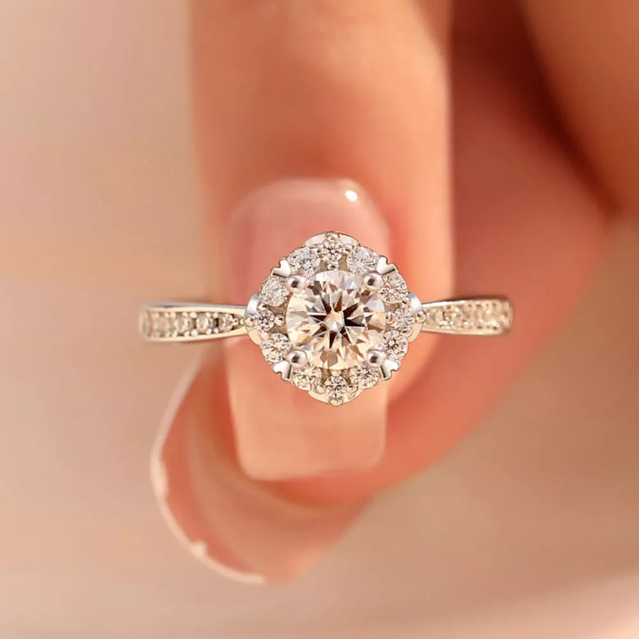 Silver with 1 Carat 925 Sterling Silver Ring in Silver