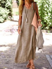 95%cotton, 5%spandex Care instructions: Machine wash cold maxi dress in Gray with A-line silhouette