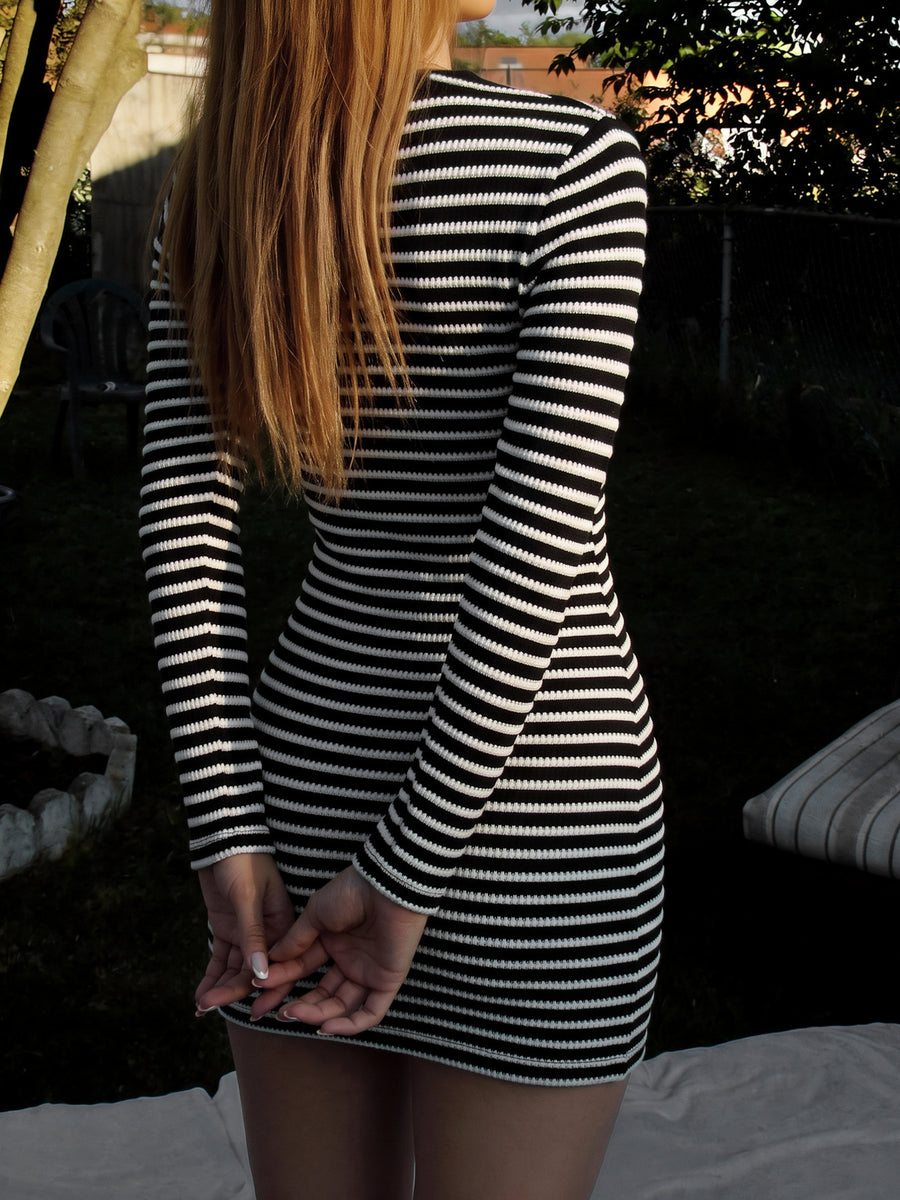 black mini dress with mini and pullover