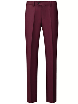 Burgundy Men's Slim Fit Full Size Dress Pants