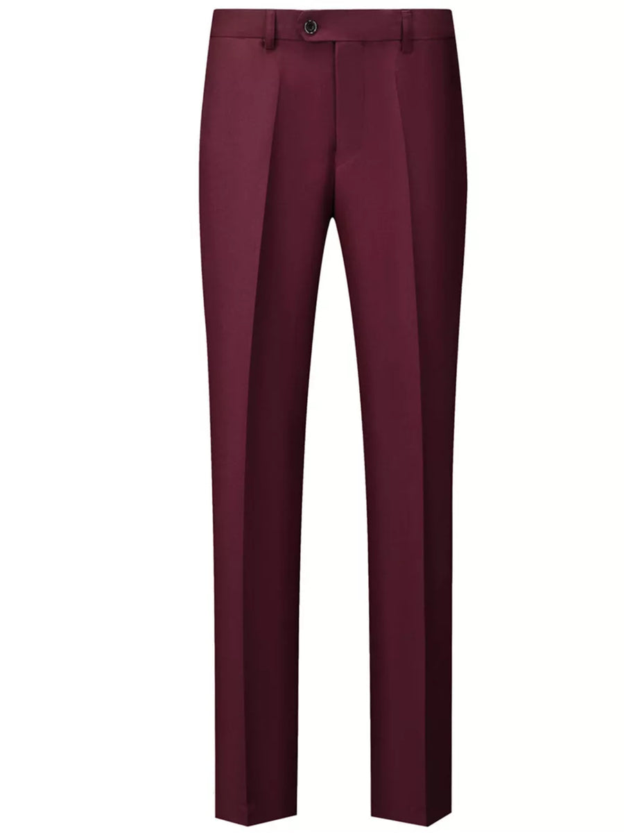 Burgundy Men's Slim Fit Full Size Dress Pants