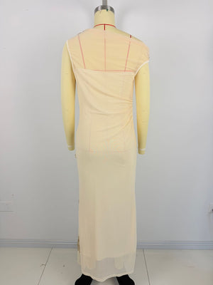 Apricot maxi dress with maxi and pullover