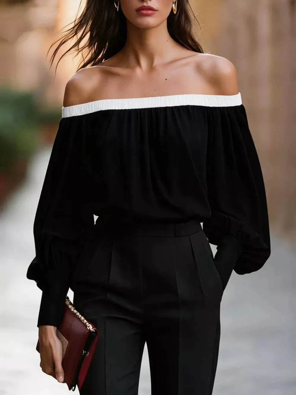 Pink Off-shoulder Ruched Top