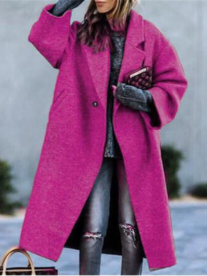 overcoat in Gray with notch lapel and long sleeve