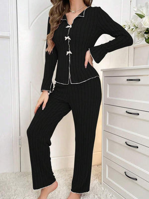 pajama set in Wine Red with ribbed and ribbed