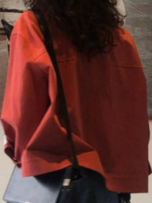 Red jacket with hip-length and zip-front